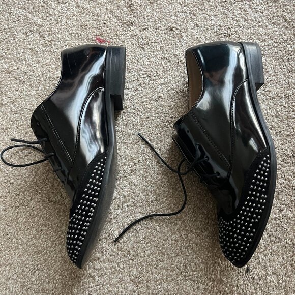 Bebe Sport Black Studded Oxford Heels Women's U.S. Size 8 - Picture 3 of 5